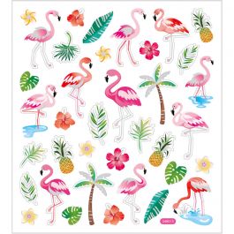 Stickers, flamingo, 15x16,5 cm, 1 sheet [HOB-29138]