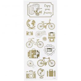 Stickers, gold, round the world, 10x24 cm, 1 sheet [HOB-29144]