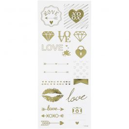 Stickers, gold, love, 10x24 cm, 1 sheet [HOB-29148]
