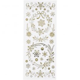Stickers, gold, christmas stars, 10x24 cm, 1 sheet [HOB-29150]