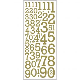 Glitter Stickers, gold, numbers, 10x24 cm, 2 sheet/ 1 pack [HOB-29155]