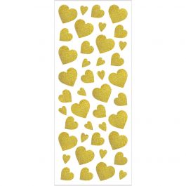Glitter Stickers, gold, hearts, 10x24 cm, 2 sheet/ 1 pack [HOB-29156]