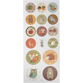 Stickers, forrest animals, 10x23 cm, 1 sheet [HOB-29160]