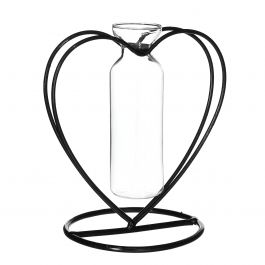 Metal heart stand w. tube Ø10 h.10,5 cm (6 pcs) [IFS-29293]