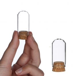 Glass mini stolp Ø2cm and 4cm high with cork (12 pcs.) [IFS-29408]