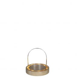 Glass LED jar with wooden base Ø10cm (1 pcs.) [IFS-29491]