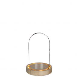 Glass LED jar with wooden base  Ø10cm (1 pcs.) [IFS-29498]