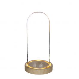 Glass LED jar with wooden base Ø10cm (1 pcs.) [IFS-29499]