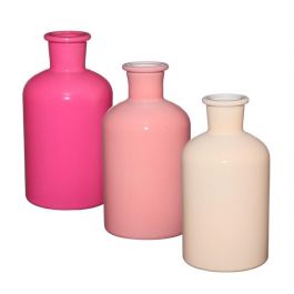 Glass Bottle Ø7 h: 12 cm Assorti Pink (12 Pcs) [IFS-29806]