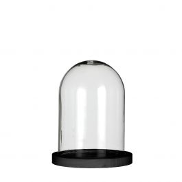 Glass bell jar with black wooden base Ø12cm H:16 cm (1 pcs.) [IFS-29823]