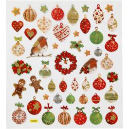 Fancy Glitter Stickers, Christmas baubles and decoration, 15x16,5 cm, 1 sheet [HOB-298931]