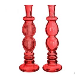 Candle Holder Florance Red H: 28 x Ø9 cm (6 Pcs) [IFS-29917]