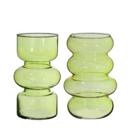 Flower Vase Ø10 cm H: 18 cm Green (6 Pcs) [IFS-29925]