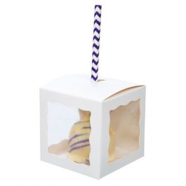 Kraft Gift Boxes White with 3 windows 7.5x7.5x7.5cm (25 pieces) [WGWG348]