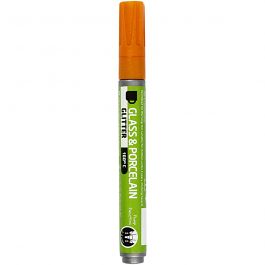 Glass & Porcelain Pens, orange, glitter, line 2-4 mm, semi opaque, 1 pc [HOB-31301]