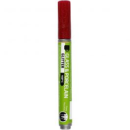 Glass & Porcelain Pens, dark red, glitter, line 2-4 mm, semi opaque, 1 pc [HOB-31304]
