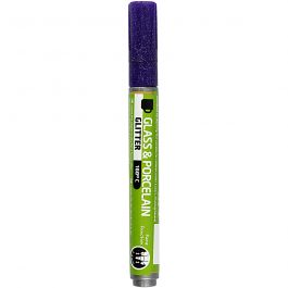Glass & Porcelain Pens, violet, glitter, line 2-4 mm, semi opaque, 1 pc [HOB-31305]