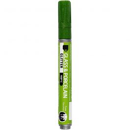Glass & Porcelain Pens, light green, glitter, line 2-4 mm, semi opaque, 1 pc [HOB-31308]