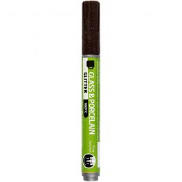 Glass & Porcelain Pens, brown, glitter, line 2-4 mm, semi opaque, 1 pc [HOB-31310]
