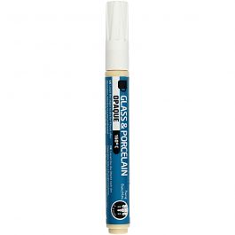 Glass & Porcelain Pens, white, line 2-4 mm, opaque, 1 pc [HOB-31320]