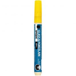 Glass & Porcelain Pens, yellow, line 2-4 mm, opaque, 1 pc [HOB-31321]