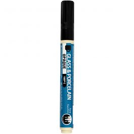 Glass & Porcelain Pens, black, line 2-4 mm, opaque, 1 pc [HOB-31324]