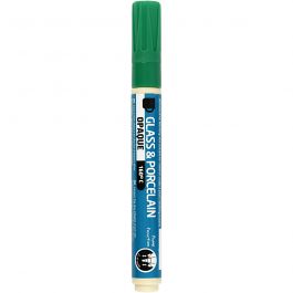 Glass & Porcelain Pens, green, line 2-4 mm, opaque, 1 pc [HOB-31330]