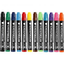 Glass & Porcelain Pens, line 1-3 mm, semi opaque, 12 pc/ 1 pack [HOB-31653]