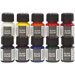 Glass Color Transparent, assorted colours, 10x30 ml/ 1 pack [HOB-31680]