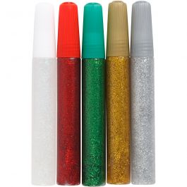 Glitter Glue, assorted colours, 5x10 ml/ 1 pack [HOB-31810]