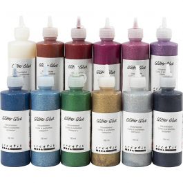 Glitter Glue, assorted colours, 12x118 ml/ 1 pack [HOB-31820]