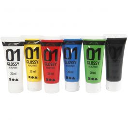 A-Color acrylic paint, standard colours, no. 01, glossy, 6x20 ml/ 1 pack [HOB-32003]