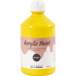 A-Color acrylic paint, primary yellow, no. 01, glossy, 500 ml/ 1 bottle [HOB-32006]