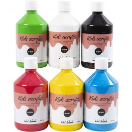 A-Color acrylic paint, primary colours, no. 01, glossy, 6x500 ml/ 1 pack [HOB-32032]