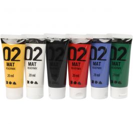 A-Color Acrylic Paint, standard colours, no. 02, matt, 6x20 ml/ 1 pack [HOB-32101]