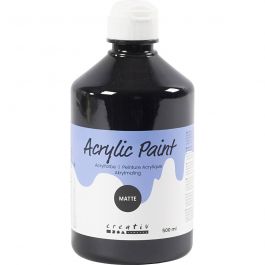 A-Color Acrylic Paint, black, no. 02, matt, 500 ml/ 1 bottle [HOB-32104]