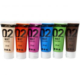 A-Color Acrylic Paint, additional colours, no. 02, matt, 6x20 ml/ 1 pack [HOB-32105]