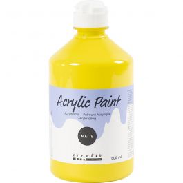 A-Color Acrylic Paint, primary yellow, no. 02, matt, 500 ml/ 1 bottle [HOB-32106]
