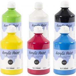 A-Color Acrylic Paint, primary colours, no. 02, matt, 6x500 ml/ 1 pack [HOB-32132]