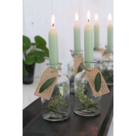 Candle tapered Dusty green 11cm tall (set of 7 pcs) [IFS-32165]