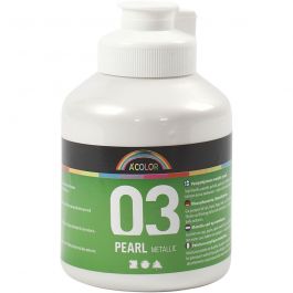 A-Color Acrylic Paint, white, no. 03, metallic, 500 ml/ 1 bottle [HOB-32202]