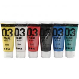 A-Color Acrylic Paint, standard colours, no. 03, metallic, 6x20 ml/ 1 pack [HOB-32203]