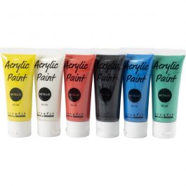 A-Color Acrylic Paint, standard colours, no. 03, metallic, 6x20 ml/ 1 pack [HOB-32203]
