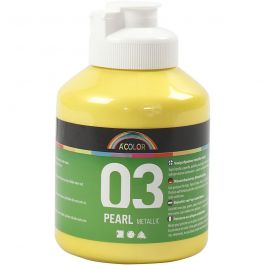 A-Color Acrylic Paint, yellow, no. 03, metallic, 500 ml/ 1 bottle [HOB-32206]