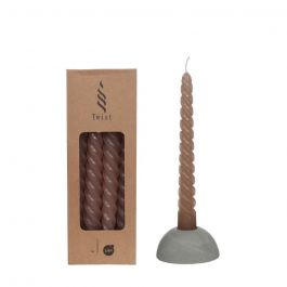 Candles twisted taupe 19cm high (4 pcs.) [IFS-32232]