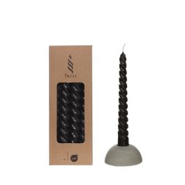 Candles twisted black 19cm high (4 pcs.) [IFS-32238]
