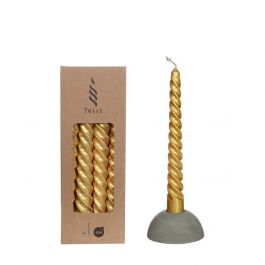 Candles twisted gold 19cm high (4 pcs.) [IFS-32239]