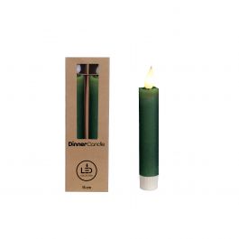 LED Dinner Candle h.15 Ø2,15 rustic moss green (set 2 pcs) [IFS-32540]