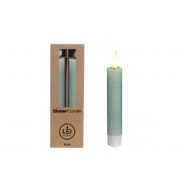LED Dinner Candle h.15 Ø2,15 rustic eucalyptus green (set 2 pcs) [IFS-32545]