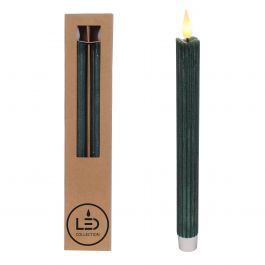 LED Pencil candle Ø2.1 h. 25cm moss green (Set 2 pcs) [IFS-32580]